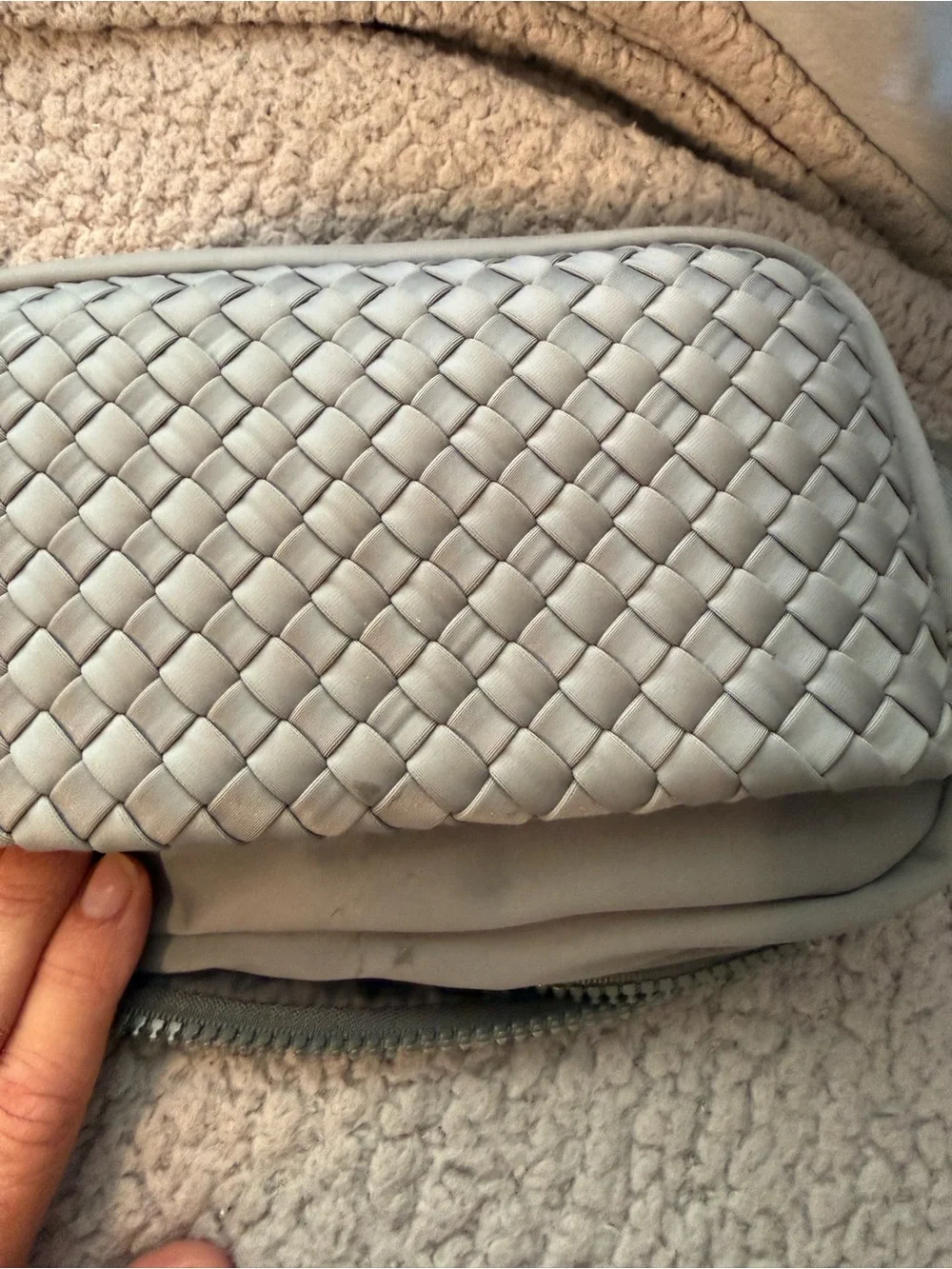 Woven Front Gray Crossbody Bag - Women's Shoulder Bag